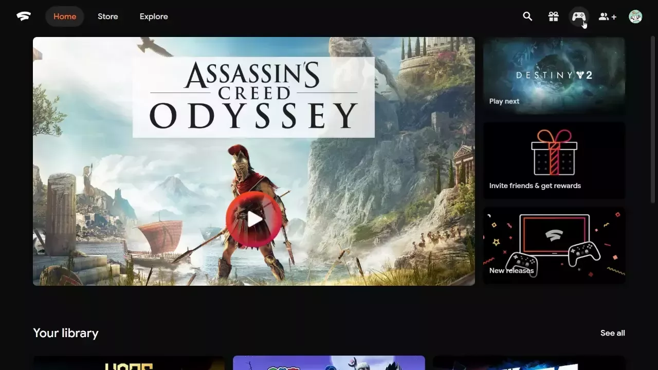 Connecting an Xbox controller to Google Stadia in the Chrome browser.